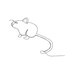 continuous line drawing of rat. isolated sketch drawing of rat line concept. outline thin stroke vector illustration