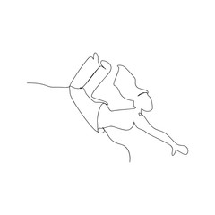 continuous line drawing of jumping woman. isolated sketch drawing of jumping woman line concept. outline thin stroke vector illustration