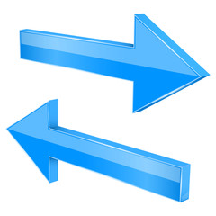 Back and Next arrows. 3d shiny blue signs