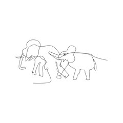 continuous line drawing of baby elephant. isolated sketch drawing of baby elephant line concept. outline thin stroke vector illustration