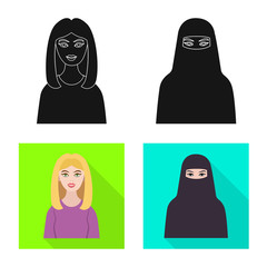 Isolated object of hairstyle and profession sign. Set of hairstyle and character stock symbol for web.