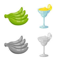 Vector design of natural and vegetarian logo. Collection of natural and eating vector icon for stock.