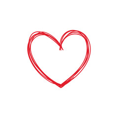 Heart doodle, hand drawn symbol of love. Sketched illustration.