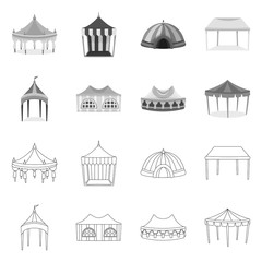 Vector design of roof and folding symbol. Collection of roof and architecture stock vector illustration.