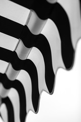 Close up, detail of an awning, black and white stripes