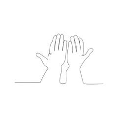 continuous line drawing of hands palms together. isolated sketch drawing of hands palms together line concept. outline thin stroke vector illustration