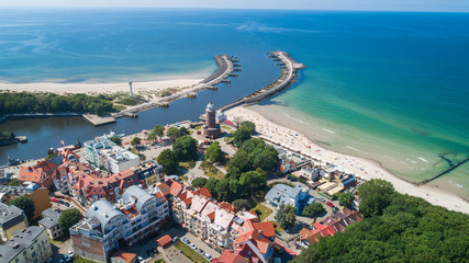 Kołobrzeg – piękne miasto i uzdrowisko nad Morzem Bałtyckim z lotu ptaka