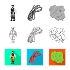 Isolated object of traditional and tour symbol. Collection of traditional and landmarks stock symbol for web.