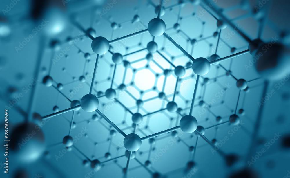 Fototapete nanotechnology in modern science. future technologies in study of structure of nanomaterials. 3d ill