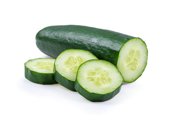 fresh cucumbers on isolated white background