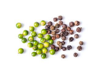 peppercorn isolated on white background. top view