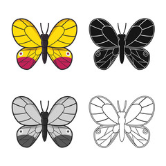 Isolated object of butterfly and yellow logo. Collection of butterfly and vivid vector icon for stock.