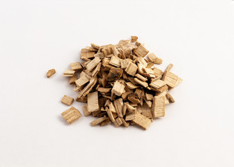 smoking wood chips for BBQ on white background