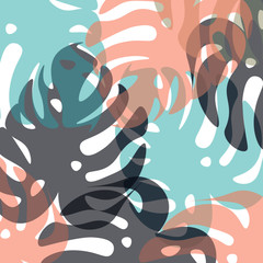 Abstract design with nature-inspired and abstract shapes. Modern exotic Monstera illustration. 