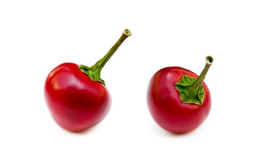 Red hot peppers isolated on white background