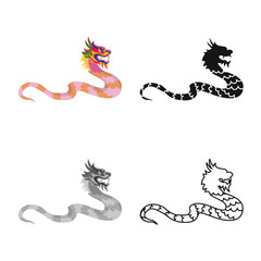 Isolated object of dragon and zodiac icon. Collection of dragon and tattoo stock symbol for web.