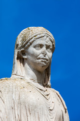 Ancient ruins of the House of the Vestal Virgins at the Roman Forum in Rome