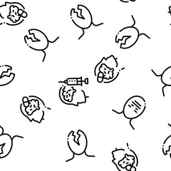 Headache Seamless Pattern Vector Linear Pictograms. Black Contour Illustrations
