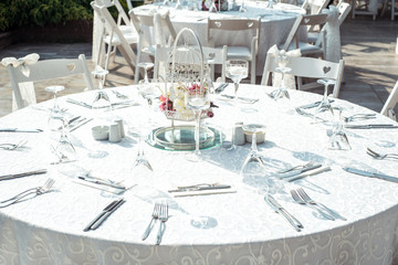 decorated for wedding elegant dinner table outdoors