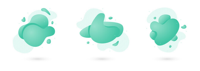 Set of abstract liquid vector shapes with geometric elements.