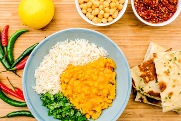 Indian Style Vegetarian Lentil Curry With Rice