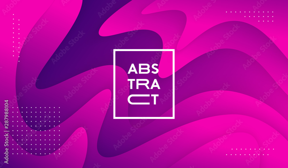 Poster Abstract purple color liquid trendy background vector design. Cool papercut wavy backdrop.