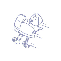 cute newborn in baby cart
