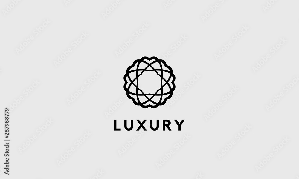 Poster simple luxury circle logo icon. elegant linear round shape sign vector design.