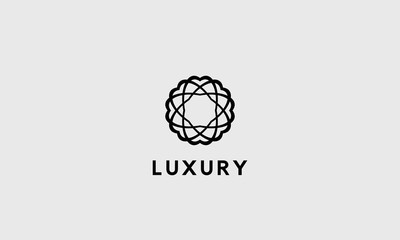 Simple luxury circle logo icon. Elegant linear round shape sign vector design.