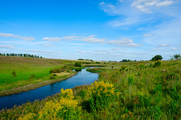 landscape with river and blue sky