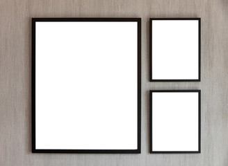 blank picture frame template set on wall. Set of Modern design element for your product mockup for presentation.