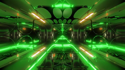 glowing futuristic horror sci-fi temple with nice reflection 3d illustration wallpaper background design
