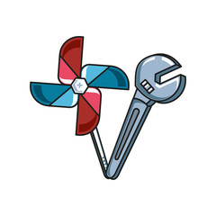 fan windmill toy with wrench tool