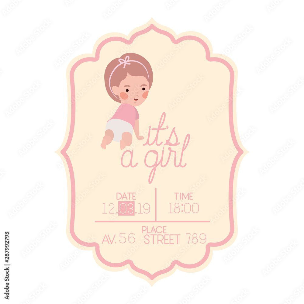 Poster its a girl card with little baby character