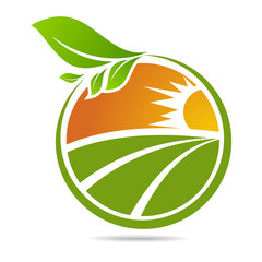 Farm fresh of vector emblems and stickers . Farming and agriculture, organic food, locally grown design elements for product packaging