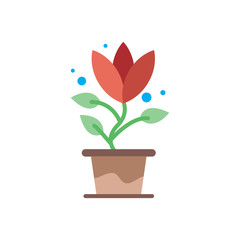 flat icon for tulip flower in flowerpot,vector illustrations