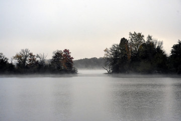 Fog rising up from the lake