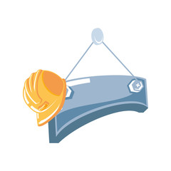 label metal hanging with helmet secure