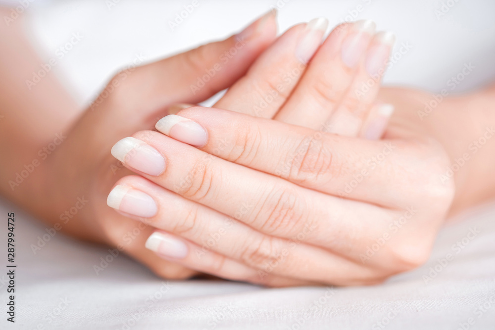 Wall mural close-up fingernail of women, concept of health care of the fingernail.