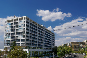 Thessaloniki, Greece Makedonia Palace five star iconic hotel facade. Elevated day view of luxury hotel, seen from north view at Leoforos Megalou Alexandrou.