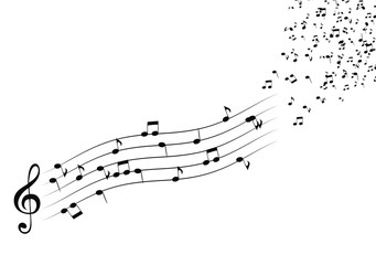 Classical musical notes with treble clef. Vector Illustrator