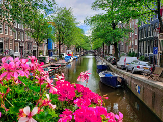 Fototapeta premium A nice canal in Amsterdam.