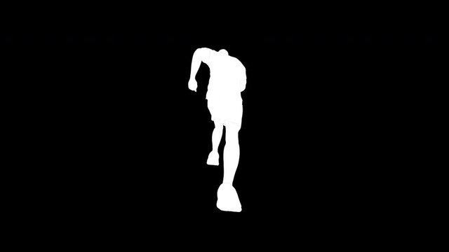 Running man in comics style. Animation of seamless loop. Back view