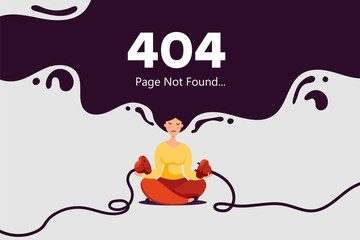 Woman unplugged electric plug and socket. Page not found Error 404. Sorry, page not found.