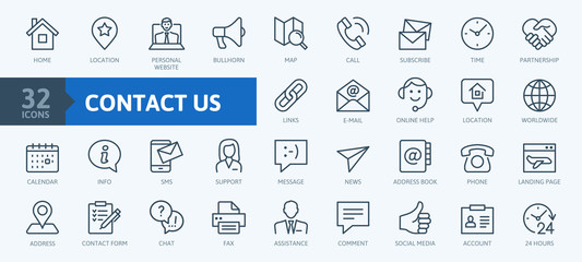 Contact us -  minimal thin line web icon set. Outline icons collection. Simple vector illustration. - 288001509
