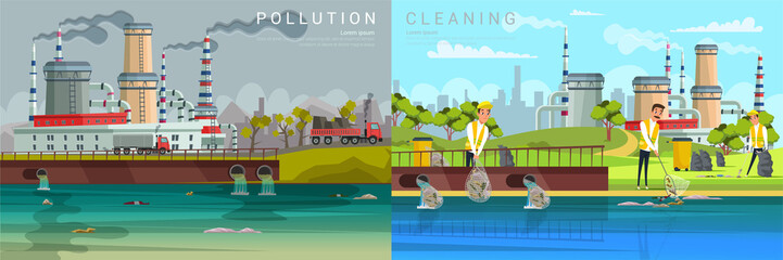 Environment protection flat banner vector template