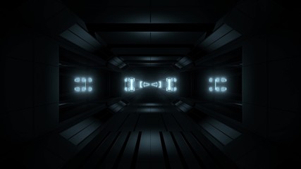 Plakat futuristic glowing scifi space tunnel corridor 3d illustration background wallpaper