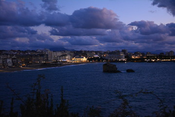 Panorama de Biarritz de nuit France