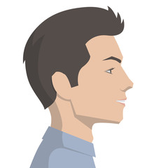 Side view of a face of a handsome man colored vector illustration