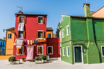 Drying clothes on the street of Burano island